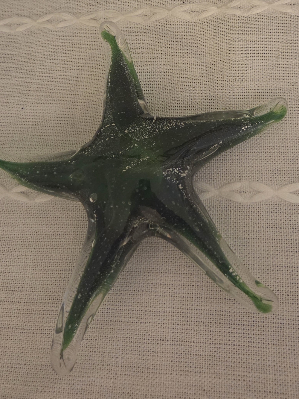 Handblown Green Glass Starfish Sculpture - Decorative Home Art